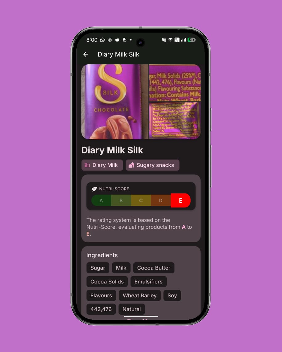 Nutrifact Product Info Page